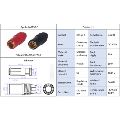 Złącze Amass AS150-F+M (SET) żeńkie     