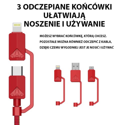 Przewód XTAR PDC-3 USB RED 3A 10Gbps    