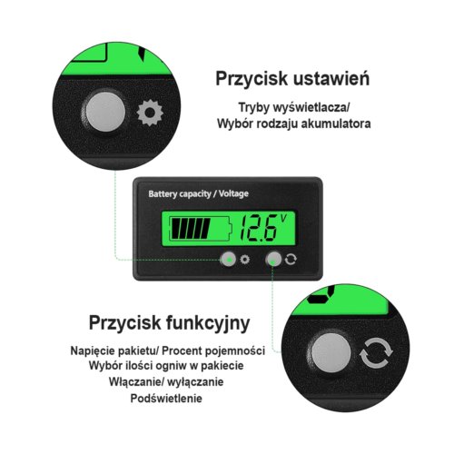 Wskaźnik LCD napięcia akumulatora JS-C32