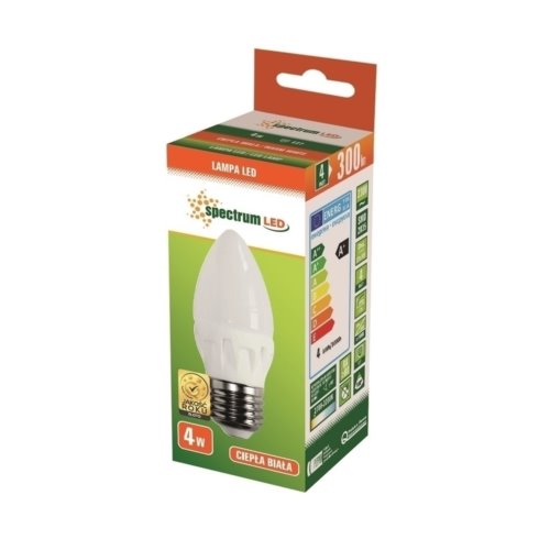 Żarówka SPECTRUM świeczka LED E27 4W WW