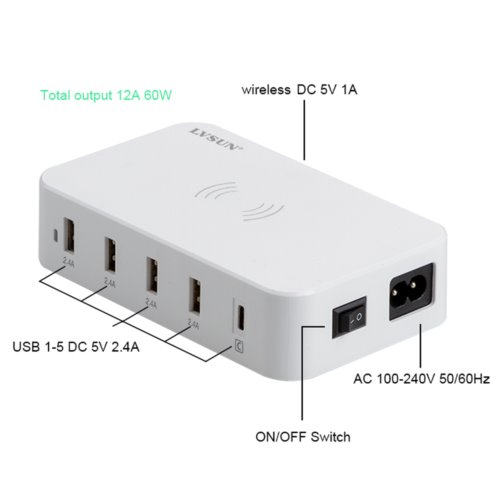 Ładowarka LVSUN USB LS-5UWT BIAŁA/WHITE 