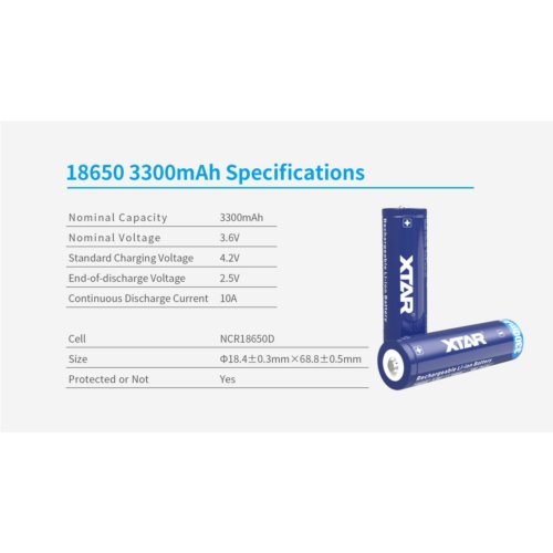 XTAR 18650-330PCM 3300mAh Li-ION