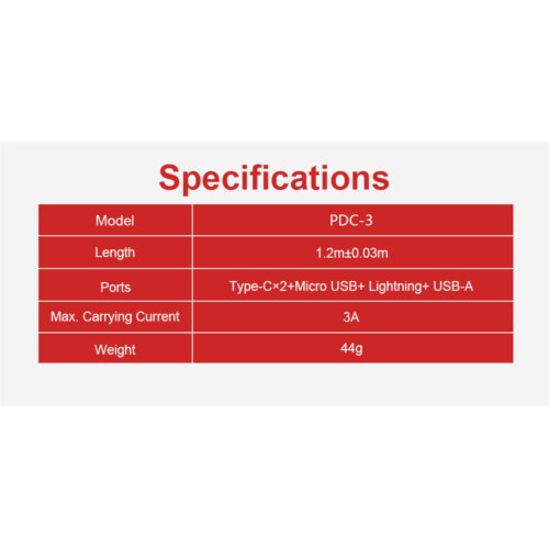 Przewód XTAR PDC-3 USB RED 3A 10Gbps    